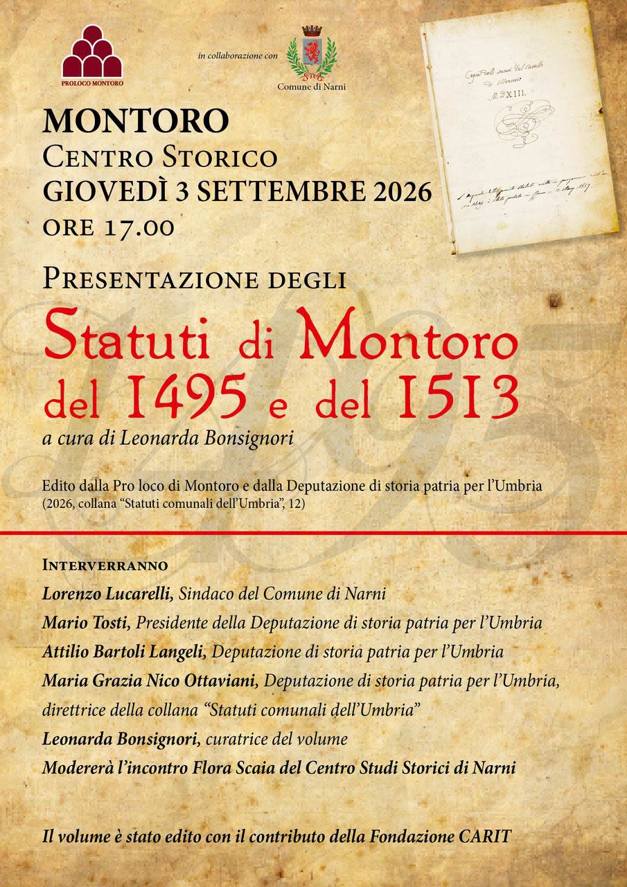 immagine notizia (ptn) Narni, giovedì la presentazione del volume “Statuti di Montoro del 1495 e del 1513”